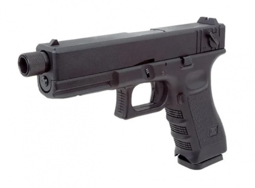 Модель пистолета (KJW)  Glock 18L GBB CO2 черный c резьбой под глушитель